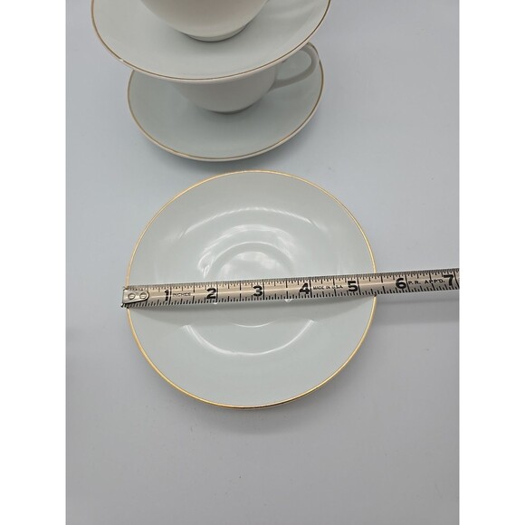 VTG  Noritake Occupied Japan Cup & Saucer Set of 6 White w Gold Trim Bone China - Picture 6 of 8